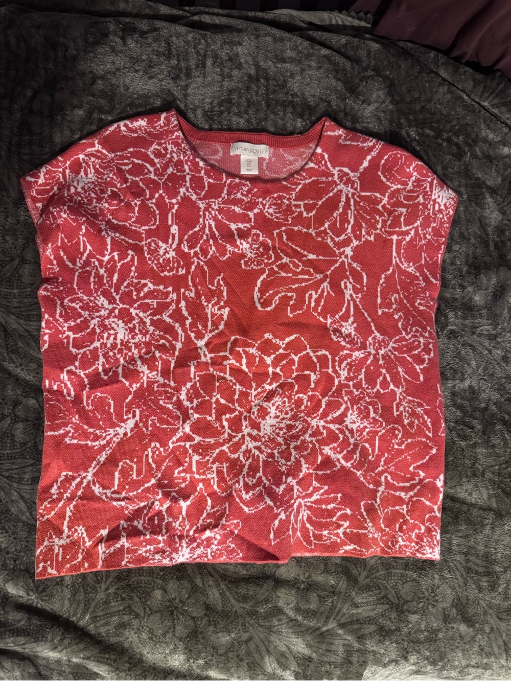 Cynthia Rowley orange Floral Jacquard Crewneck Top